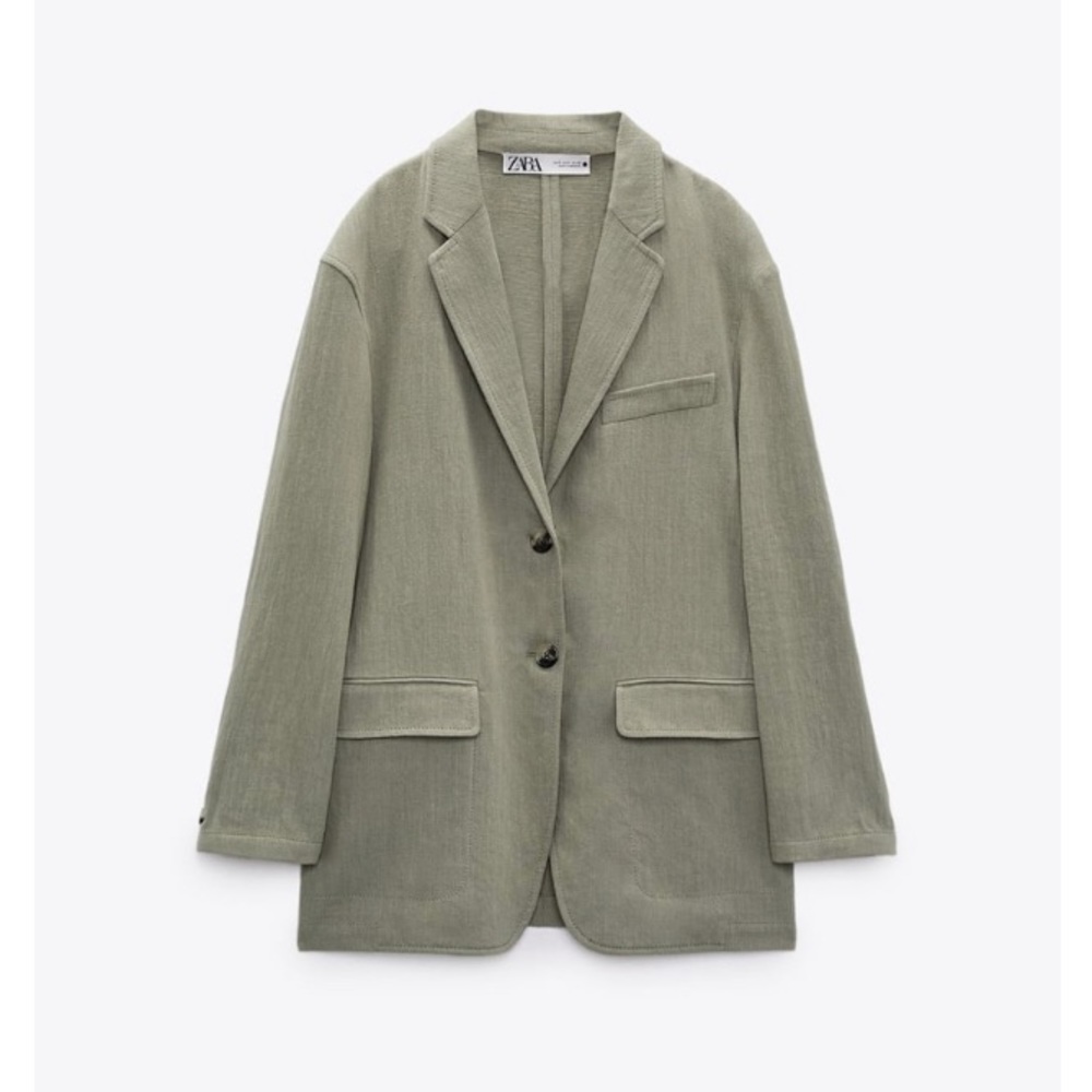 Zara Linen Blend straight cut blazer/ L- no tags - Picture 3 of 9